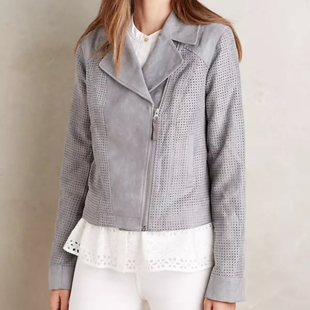 Anthropologie Hei Hei Vegan Suede Moto Jacket